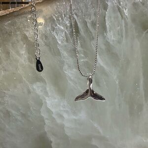 Silver Whale Tail Pendant Necklace 925 sterling silver
